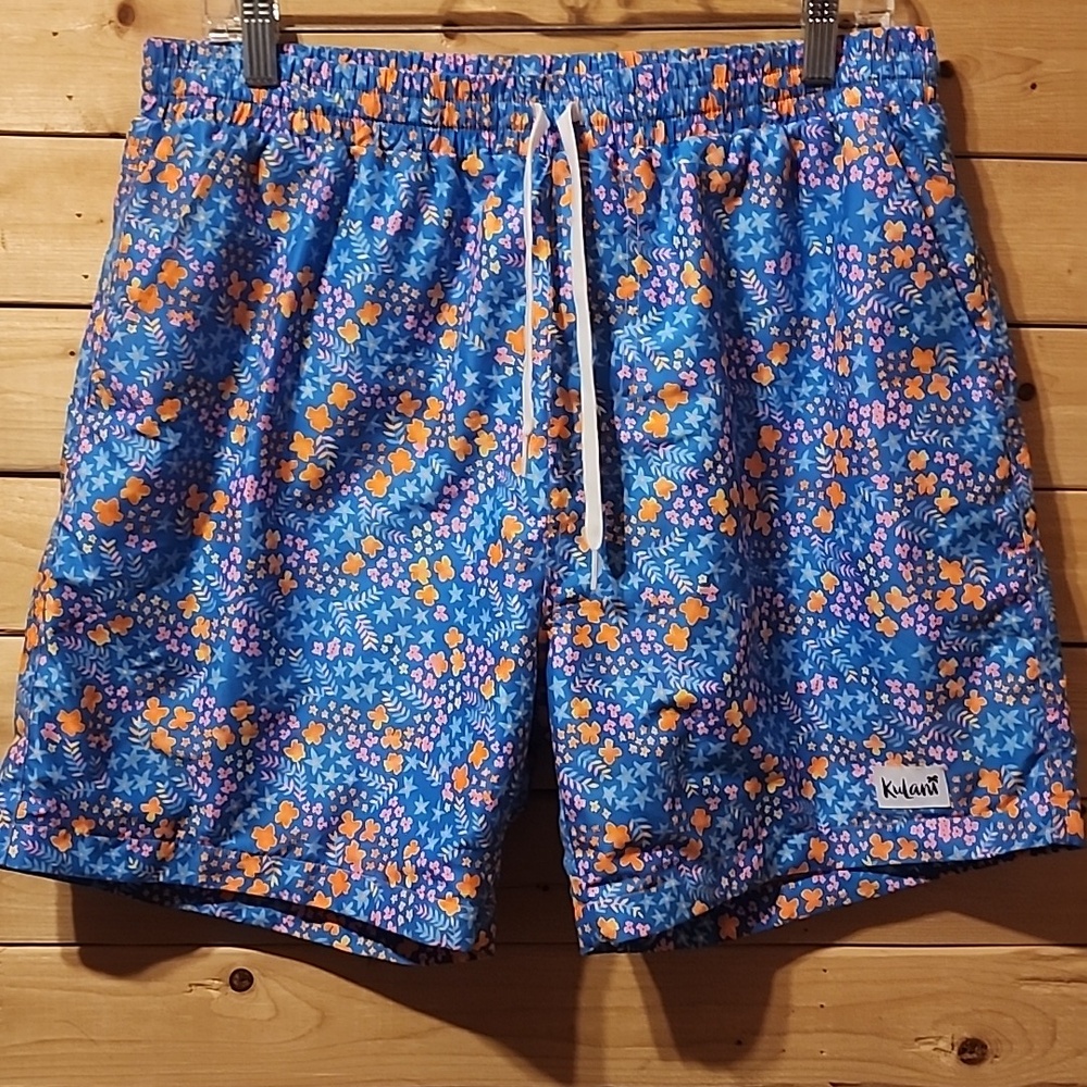 Kulani Kinis Swim Trunks Board Shorts Lined Floral Men's Size XL